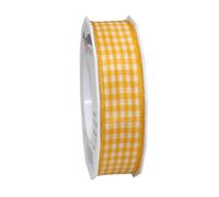 Präsent Ruban de Taffetas Vichy à Carreaux Jaune/Blanc 25 mm x 20 m