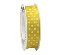 Präsent Ruban en Taffetas à Pois Jaune 25 mm x 20 m