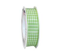 Präsent Ruban en Taffetas avec Fils métalliques Motif Vichy Vert Citron/Blanc 25 mm x 20 m