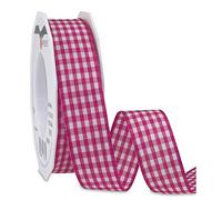 Präsent - Ruban filaire vichy magenta-blanc 25mm de largeur, 20m de longueur