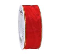 Präsent Ruban Manhattan, Polyester, Rouge/doré, 40mm - 25m