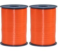 PRÄSENT Ruban Paquet Cadeau orange, 500 m, 5 mm, Plastique, Décoration & Bricolage DIY, Allemagne, Recyclé, 100%, Uni, Emballage cadeau, Mariage, Noël, Anniversaire (Lot de 2)