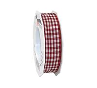 Präsent - Ruban Vichy - Bordeaux - Crème - Largeur 25mm - Longueur 20m
