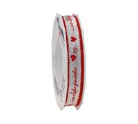 Präsent Sprüche Ruban imprimé TAFT avec Liebe Gemacht Blanc/rouge 15 mm x 20 m