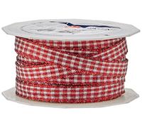 Präsent Vichy Ruban tissé métallique Rouge/Blanc 20 m x 10 mm