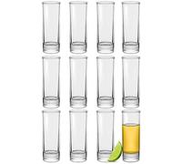 Praknu 12 Verres à Shot Hautes de 5cl - Lavables au Lave-vaisselle - Stables grâce à sa Base Épaisse - Idéal pour les Fêtes
