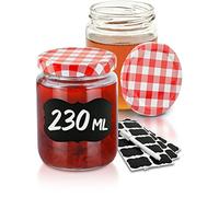 Praknu 25 Pots à Confiture 230 ml - Bocaux en Verre - Petit Pot Vide à Vis | Bouchon à vis étanche à l'air, étiquettes et marqueur fournis, lave-vaisselle, cadeau gourmand, 25 pots de 230 ml