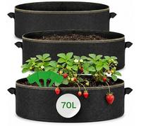 Praknu 3 Sacs de Plantation 70 L - Fenêtre de Contrôle - Pot Géotextile | Cultivez fraises et légumes en carré potager, ouverture transparente pour surveiller, étiquettes fournies