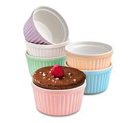 Praknu 6 Ramequins en Céramique 200 ml - Ø 9 cm - Ramequin Four Cocotte | Vont au four sans se fissurer, revêtement antiadhésif, empilables, pour crème brûlée et parts individuelles