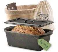 Praknu Cocotte en Fonte 28x12 cm - Cocotte à Pain 3 L - Marmite Fonte Four | Fonte lourde, 3 L, banneton et sac à pain fournis, format Dutch Oven, pour le four et le pain de campagne