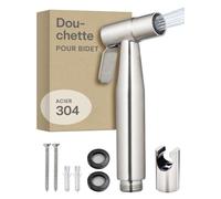 Praknu Douchette WC avec Support - Bidet à Main Inox - Douchette Toilette | Acier inoxydable, pommeau à jet réglable, fixation murale incluse, pour l'hygiène intime, kit complet fourni