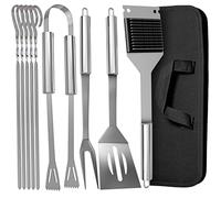 Praknu Kit Ustensiles Barbecue et Plancha INOX - Accessoire BBQ - Coffret | Acier résistant aux hautes températures, mallette pour tout ranger et emporter, cadeau pour amateurs de grillades