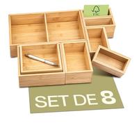 Praknu Organiseur de tiroir Bois de bambou durableFSC®️- 8 pièces - Pour la cuisine, la salle de bain et le bureau