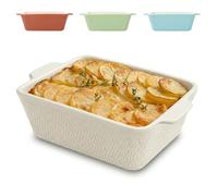 Praknu Plat à Four Céramique Petit Blanc - Plat à Gratin - Cassolette Haute | Bord très haut, revêtement anti-adhésif et anti-rayures, petit format pour 2 personnes, nettoyage très facile