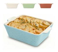 Praknu Plat à Four Céramique Petit Bleu - Plat à Gratin - Cassolette Haute | Bord très haut, revêtement anti-adhésif et anti-rayures, petit format pour 2 personnes, nettoyage très facile