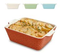 Praknu Plat à Four Céramique Petit Rouge - Plat à Gratin - Cassolette Haute | Bord très haut, revêtement anti-adhésif et anti-rayures, petit format pour 2 personnes, nettoyage très facile