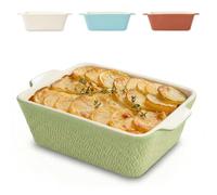 Praknu Plat à Four Céramique Petit Vert - Plat à Gratin - Cassolette Haute | Bord très haut, revêtement anti-adhésif et anti-rayures, petit format pour 2 personnes, nettoyage très facile