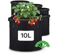 Praknu Sac de Plantation 10L - 5 Sacs a Plantes avec Fenêtre et Étiquettes - Pot Geotextile pour Plantes, Fleurs, Fruits