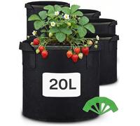 Praknu Sac de Plantation 20l - 5 Sacs a Plantes avec Fenêtre et Étiquettes - Pot Geotextile pour Plantes, Fleurs, Fruits