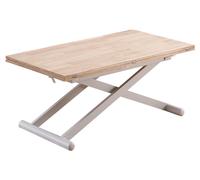 PRATIK - Table basse convertible bois et acier blanc L 110 Blanc