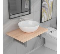 Pratique 2-pièces ensemble de meubles de salle de bain en céramique chêne brun - Armoires de salle de bains ,meubles design 2628798 2parcel