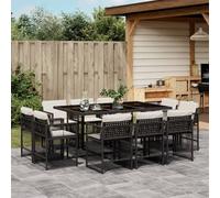 Pratique ensemble de meubles de jardin Balcon Set 11-pièces salon de jardin avec coussins noir poly rotin - Garnitures de jardin ,meubles design 8056435 4parcel