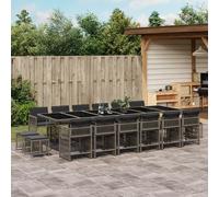 Pratique ensemble de meubles de jardin Balcon Set 17-pièces salon de jardin avec coussins Gris Poly Rattan - Garnitures de jardin ,meubles design 5610473 7parcel