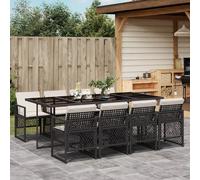 Pratique ensemble de meubles de jardin Balcon Set 9-pièces salon de jardin avec coussins noir poly rotin - Garnitures de jardin ,meubles design 7119798 4parcel