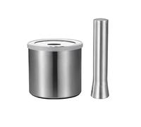 Pratique Mortier et pilon en acier inoxydable 18/8 avec couvercle, broyeur de pilules, moulin à épices, bol herbes, design ergonomique, base antidérapante prise main confortable
