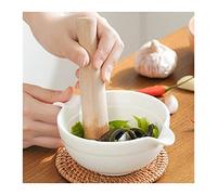 Pratique Mortier et pilon en porcelaine avec bec mélangeur bol de broyage Outil bricolage poignée confortable, blanc, 6,5 pouces