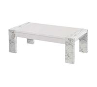 PRAVA - Table Basse L130cm Laquée Blanc et Effet Marbre