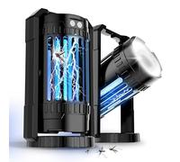 Praxse Piège à insectes d'extérieur sans fil - Intégré avec un mode d'éclairage 4 en 1, lampe à moustiques rechargeable à piles, piège à insectes, jusqu'à 12 heures d'autonomie, noir
