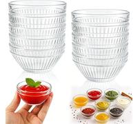 Prebarfun 10 Pièces Petits Bols en Verre 7.5cm, 75ml Mini Coupelle en Verre Empilables pour Les Bol Transparent pour Sauces, Garnitures, Snacks, Lavable au Lave-vaisselle