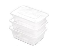PRECIOUS LONDON Lot de 50 boîtes alimentaires en plastique avec couvercles, boîtes de rangement pour aliments au congélateur, boîte à déjeuner | Durable, passe au micro-ondes, sans BPA, congélateur,