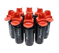 Precision Lot de 8 bouteilles d'eau hygiéniques et porte-bouteilles ovales de 1 l sans BPA, becs à débit rapide sans contact, passent au lave-vaisselle, football, rugby, hockey, noir