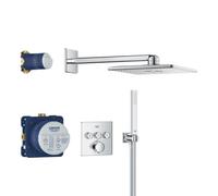 Grohe Vitalio SmartActive - Set de douche avec thermostat encastré, 31x31 cm, 2 jets, chrome 34875000