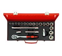 PRECISION STEEL Coffret de serrage 1/2 Cliquet + Douilles 10 à 32 mm/ 22 pièces