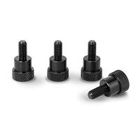 PrecisionGeek Moleté Pouce vis/Vis d'épaule Aluminium M5 x 10mm L-22mm Anodisé Noir Lot de 4