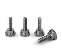 PrecisionGeek Vis moletées pour épaules M6 x 20 mm, en acier inoxydable, tête plate moletée Ø 16 mm, lot de 4 raccords à main, fabriqué en Europe