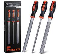 Preciva 3pcs Lime à Bois Professionnelles - Plate/Demi-Ronde/Ronde, en Acier au Carbone (45#), Dents TraitéEs Durables, PoignéE Ergonomique AntidéRapante pour FaçOnnage, Bords, Trous et Courbes