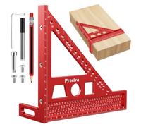 Preciva Kit carré de traçage 3D pour le travail du bois 21,6 cm | Règle de marquage multi-angles en aluminium 0-90° avec jauges d'escalier, crayon de charpentier et 8 recharges de rechange