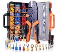 Preciva Kit de Pince à Sertir en Coffret avec 395 Cosses, Pince à Sertir à Cliquet 6 Mâchoires Interchangeables, Jeu d'Outils de Sertissage pour Travaux Électriques Domestiques, Automobiles