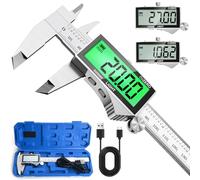 Preciva Pied a Coulisse Rechargeable, Grand Écran LCD Pied à Coulisse Numérique, 150mm / 6inch Digital Micrometre, 0.03mm Haute Précision, MM/IN Conversion, Fonction De Verrouillageeet Remise à Zéro