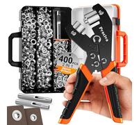 Preciva Pince à Oeillet, avec 400pcs 6+10mm Oeillet Couture, Poincon et Boîte à Outils, Mâchoires de Serrage Magnétiques à Changement Rapide Convient aux Bannière en PVC, Bâches, Tissus de Tente