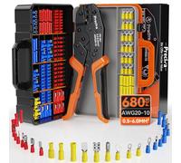 Preciva Pince à Sertir,0.5-6mm² Pince a Sertir Isolée Pour la Maintenance Électrique,27 Type-680PCS Cosse Electrique a Sertir