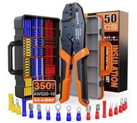Preciva Pince à Sertir avec 350 Pièces Cosses Electriques & Coffret, 0.5-6mm² (AWG20-10), 18 Types, Isolées pour Réparations Électriques