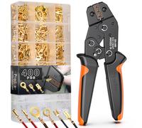 Preciva Pince à Sertir pour Connecteur Bêche, 0.5-1.5mm²/22-16 AWG Pince à Sertir avec 400pcs Hommes et Femmes Cosses Electriques Convient pour 2.8mm, 4.8mm, 6.3mm Connecteur Bêche