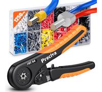 Preciva Pince Hexagonale à Cliquet Réglable, Pince à Sertir，Utilisée Pour Extrémités de Câble de 0,08 à 10 mm² （AWG 28-7）Avec，Pince à Cosse de Câblevec Cosse Electrique 1200pcs