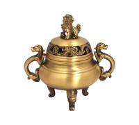 predolo Brûleur d'Encens en Laiton Brûleur Censoir Encensoir Brûle-Parfum Corps Compact et Stable Support Intégré sous Couvercle Chaleur Maîtrisée Poignées