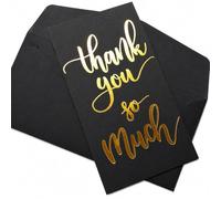 predolo Carte Anniversaire Personnalisée, pour entreprises, papier noir 13cm × 16,5cm, dorure à chaud or